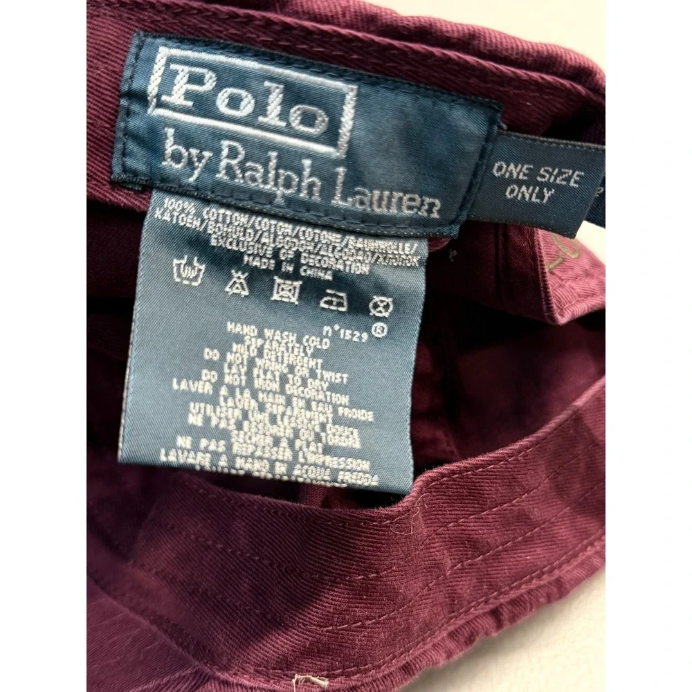 Polo Ralph Lauren  Embroidered Twill Ball Cap Burgundy Leather Strapback  O/S